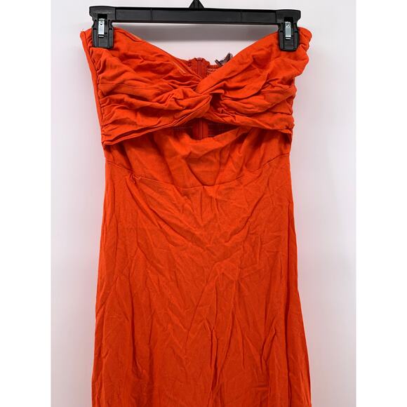 PINK DIAMOND Women's Orange Twist-Knot Cutout Strapless Maxi Dress SZ S - Picture 6 of 10